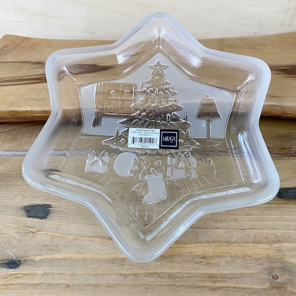 Mikasa Christmas Dish Germany NWT Glass Star Frosted‎ Candy - Picture 2 of 4